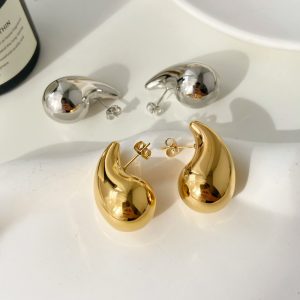 Lightweight 18K gold plated stainless steel water droplets earrings