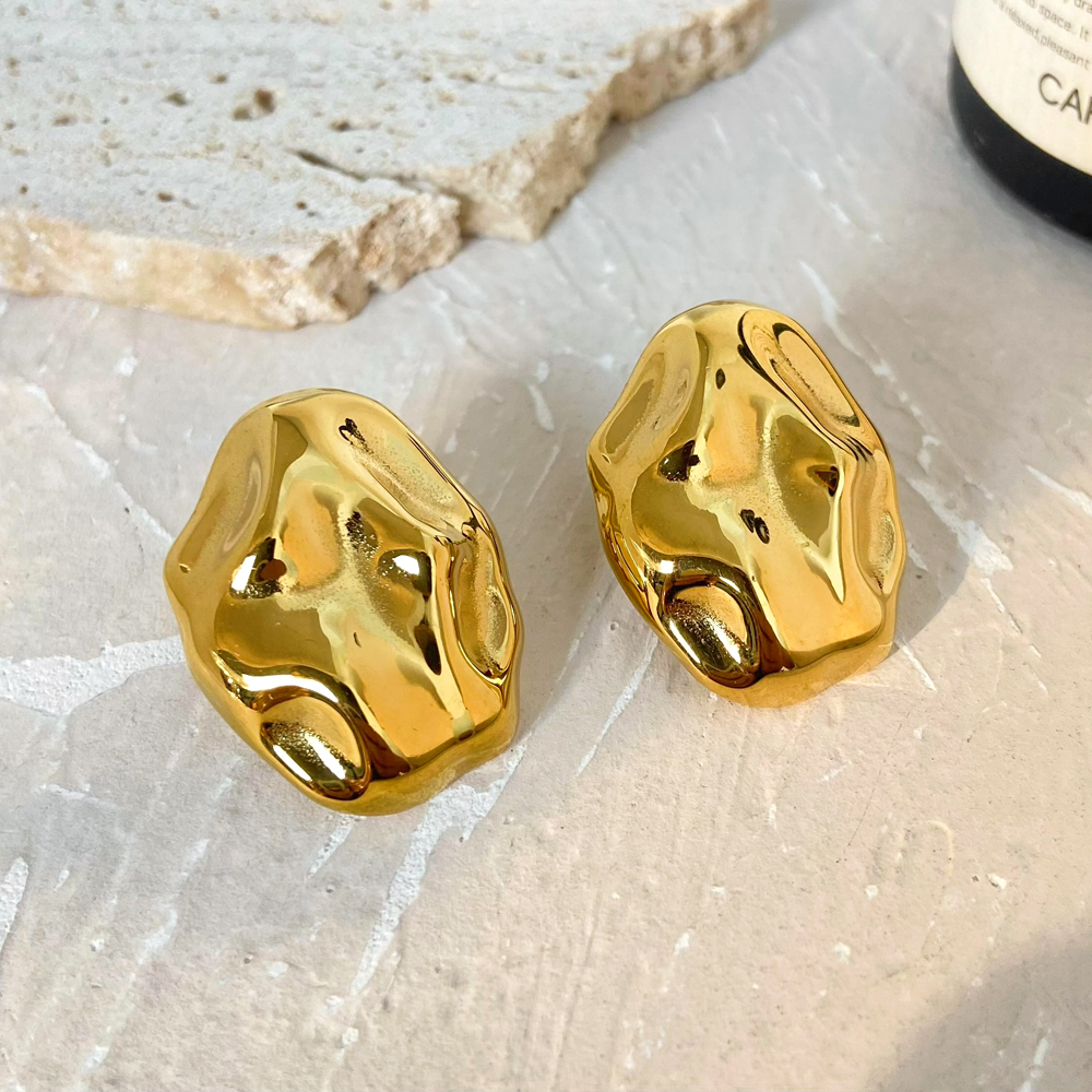 New water ripple Irregular Hammer Lines Earrings - Image 2