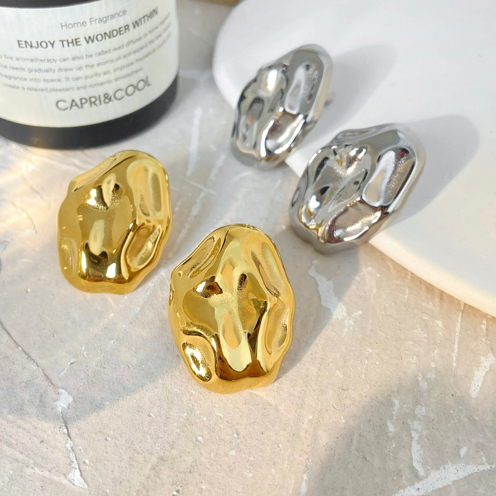 New water ripple Irregular Hammer Lines Earrings