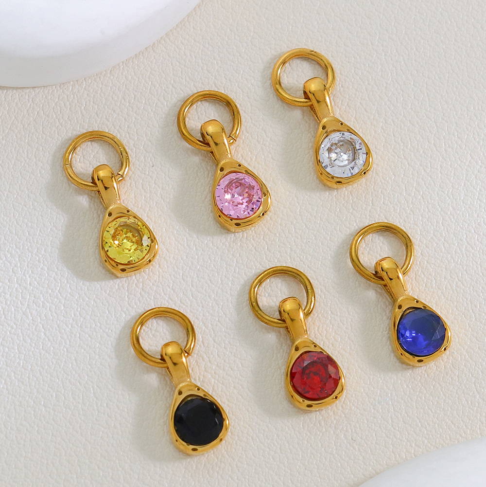 New Arrivals Trendy Colorful December Birthstone DIY Pendant Women's Waterproof Jewelry Stainless Steel Charms Wholesale