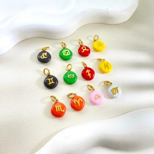 Constellation Series Colored Drip Oil Enamel Rainbow Bean Pendant DYO Jewelry 18k Gold Plated Stainless Steel Charms Wholesale