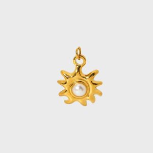 Stainless Steel Sunburst Geometric Pendant – Minimalist Sun Charm for DIY