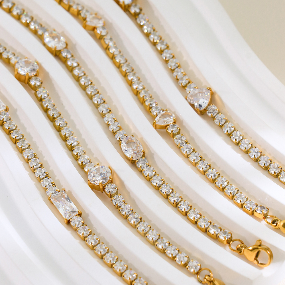 Luxury 18K Gold Stainless Steel Tennis Chain Zircon Chain Sports Tennis Chain Bracelet - Image 3