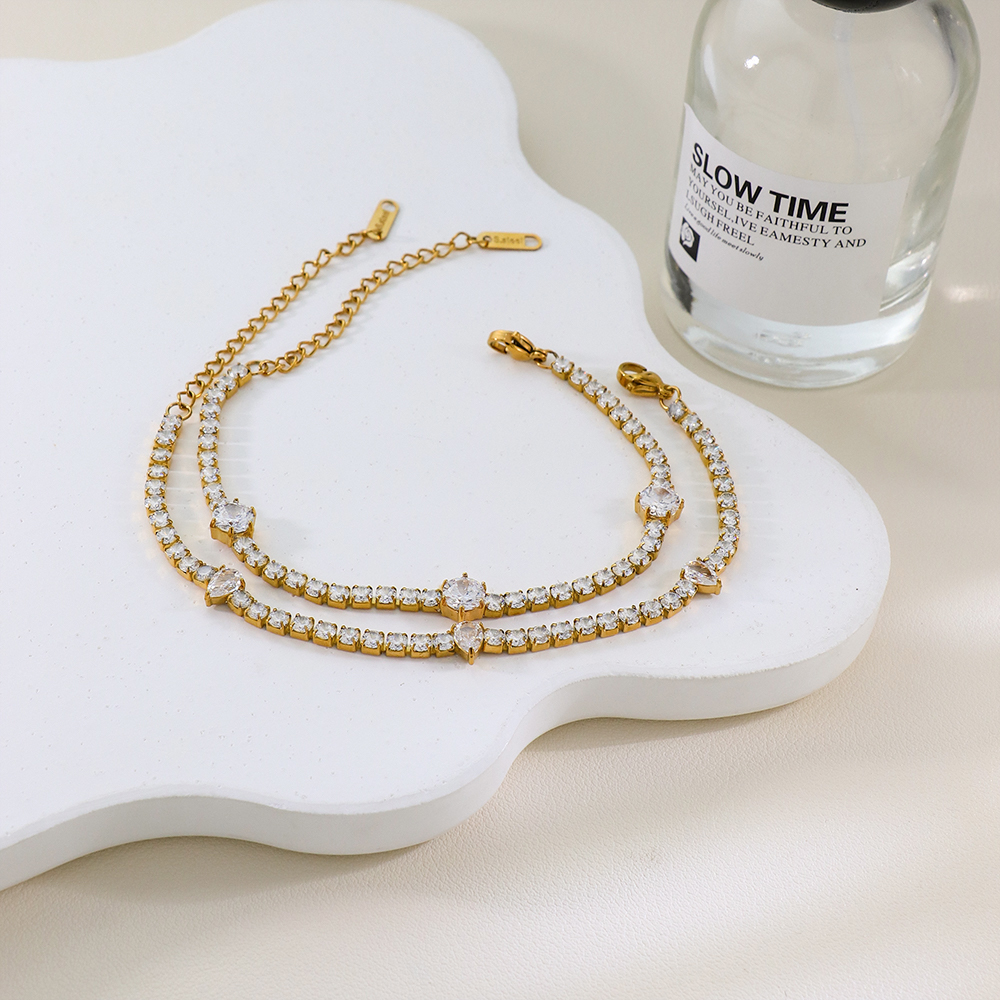 Luxury 18K Gold Stainless Steel Tennis Chain Zircon Chain Sports Tennis Chain Bracelet - Image 4