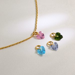 Stainless Steel Gold Plated Heart Pendant for Women's Zirconia Stainless Steel Charms Wholesale