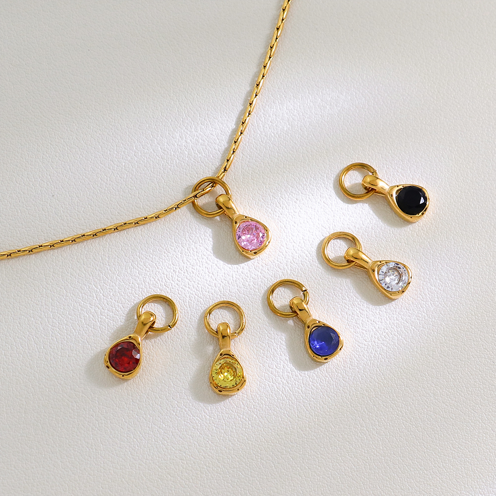 New Arrivals Trendy Colorful December Birthstone DIY Pendant Women's Waterproof Jewelry Stainless Steel Charms Wholesale - Image 2