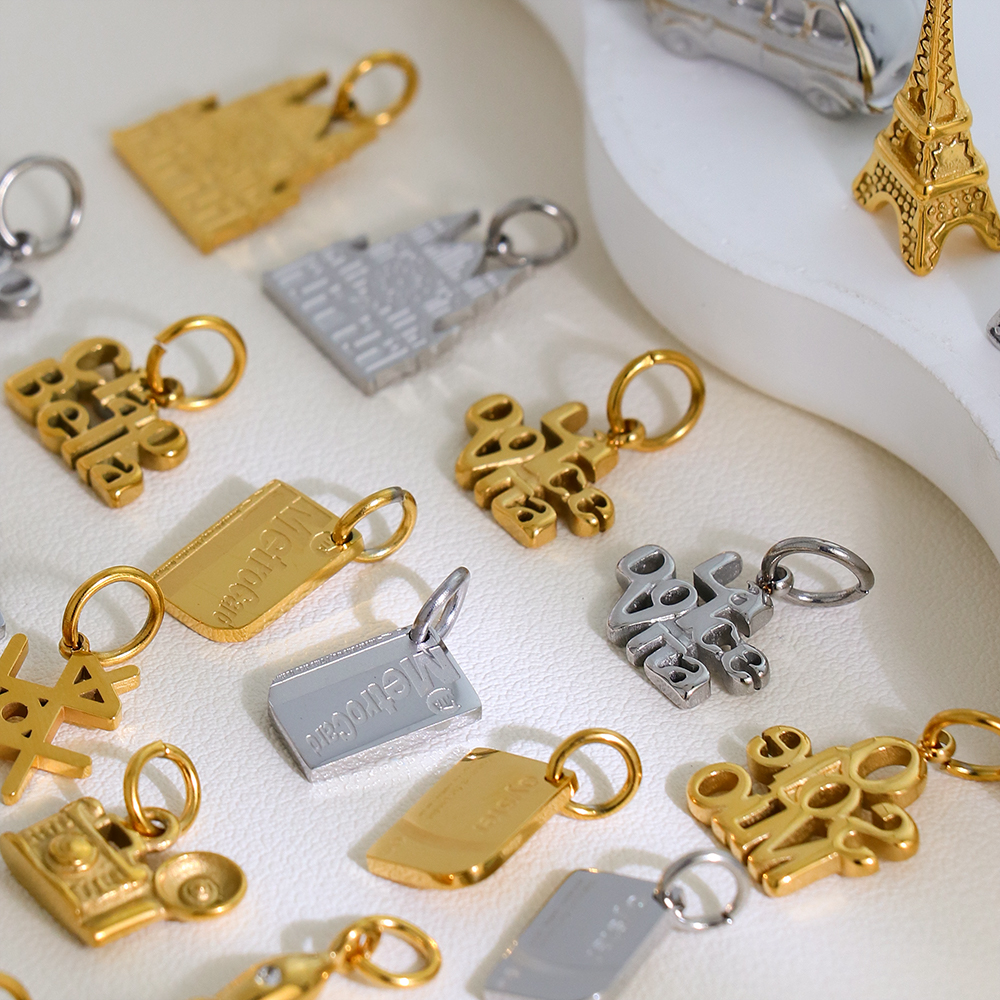 City Characteristic Logo Series Eiffel Tower Colosseum Camera Passport Pendant DIY Stainless Steel Charms Wholesale - Image 4