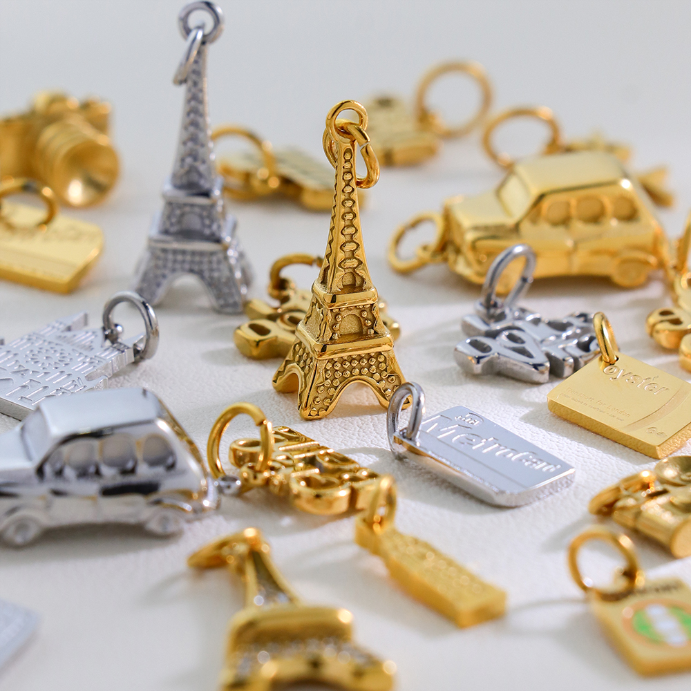 City Characteristic Logo Series Eiffel Tower Colosseum Camera Passport Pendant DIY Stainless Steel Charms Wholesale - Image 3