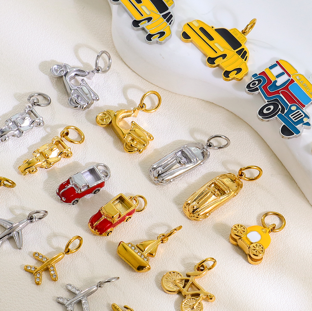Transportation Series Sea Land and Air | Automobiles Airplanes and Ships Enamel Pendant DIY Stainless Steel Charms Wholesale - Image 3