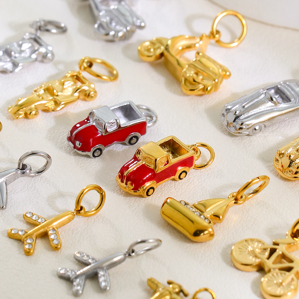 Transportation Series Sea Land and Air | Automobiles Airplanes and Ships Enamel Pendant DIY Stainless Steel Charms Wholesale - Image 4