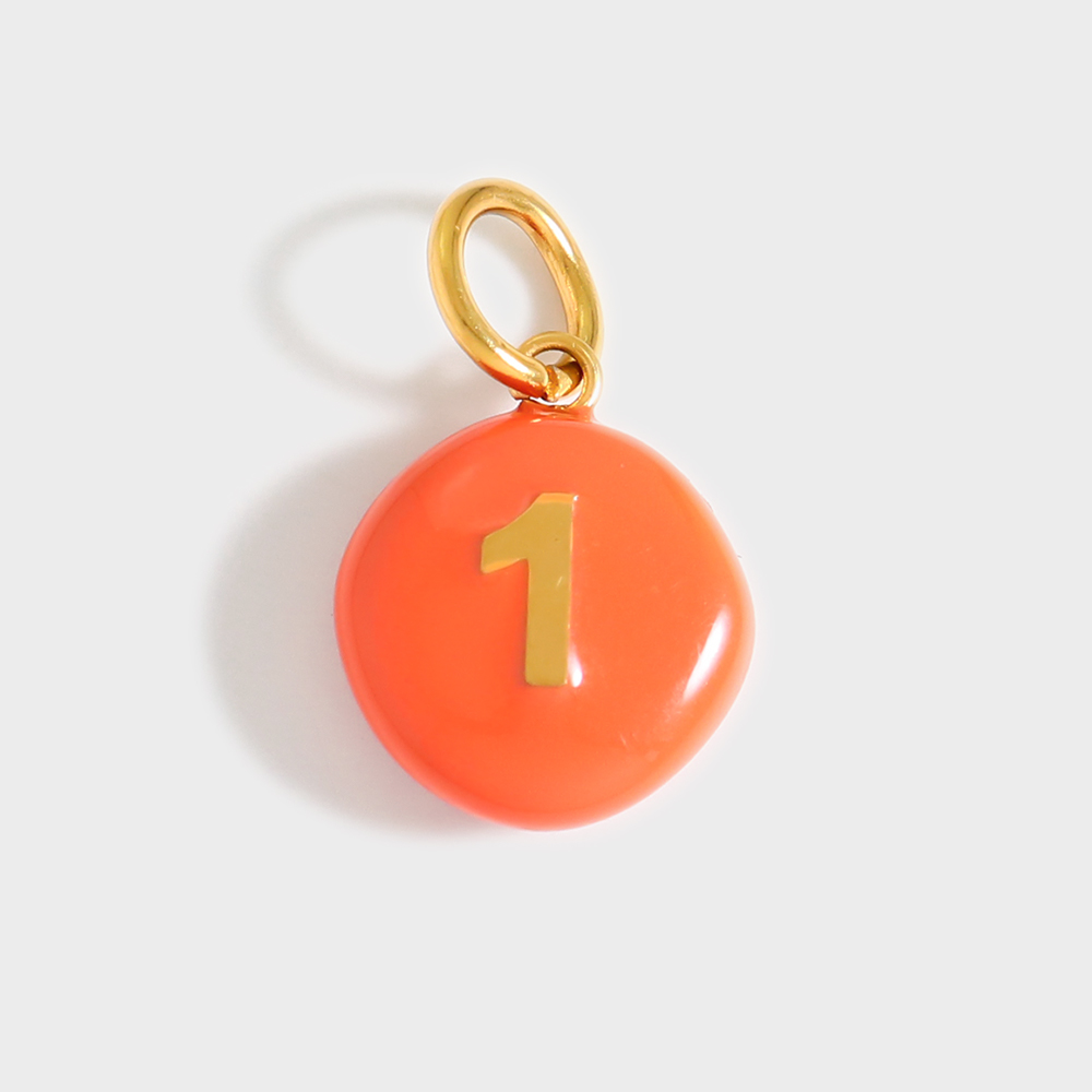 Colorful Enamel Digital 0-9 M Bean Mini Pendant DIY Accessory Fashionable 18k Gold-plated Stainless Steel Charms Wholesale - Image 4