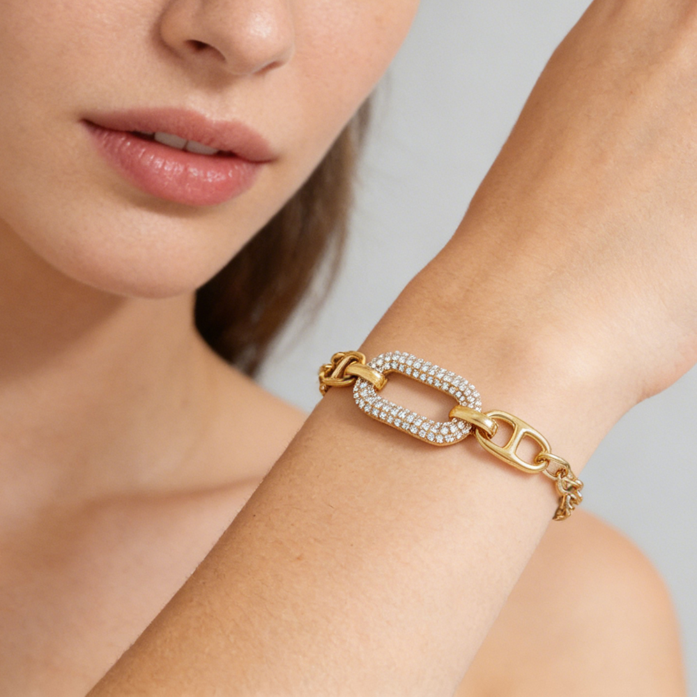 Fashion Titanium Steel Jewelry Wholesale Stainless Steel Inlaid Zircon Bracelet for Women - Image 4