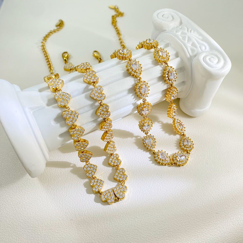 Luxury Popular Premium Jewelry Recommend High-Grade Bling Shiny Heart/Water Drop Zircon Waterproof Necklace Bracelet Set Gift - Image 3