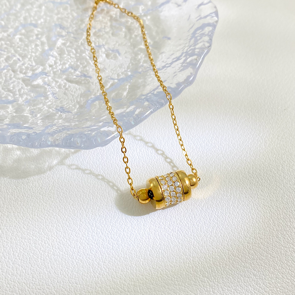 Zirconia Pendant Thin Chain Stainless Steel Gold Plated Woman's Charm Bracelet for Gift - Image 2