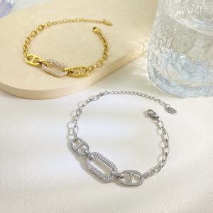 Fashion Titanium Steel Jewelry Wholesale Stainless Steel Inlaid Zircon Bracelet for Women