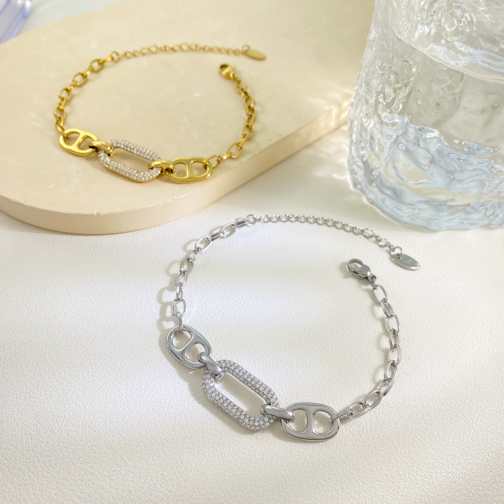 Fashion Titanium Steel Jewelry Wholesale Stainless Steel Inlaid Zircon Bracelet for Women