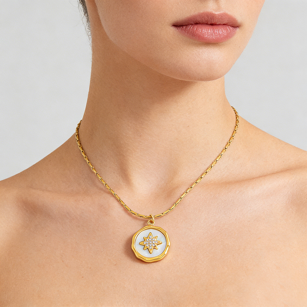 Fashion Vintage Dainty Stainless Steel 18K Gold Plated Star Zircon Necklace Fine Women Jewelry Necklace - Image 4