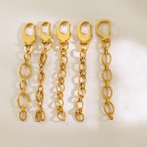 18K PVD Gold Plated Stainless Steel Chunky Thick Chain Multi-Specification Oval Embossed DIY Stainless Steel Keychain Gift