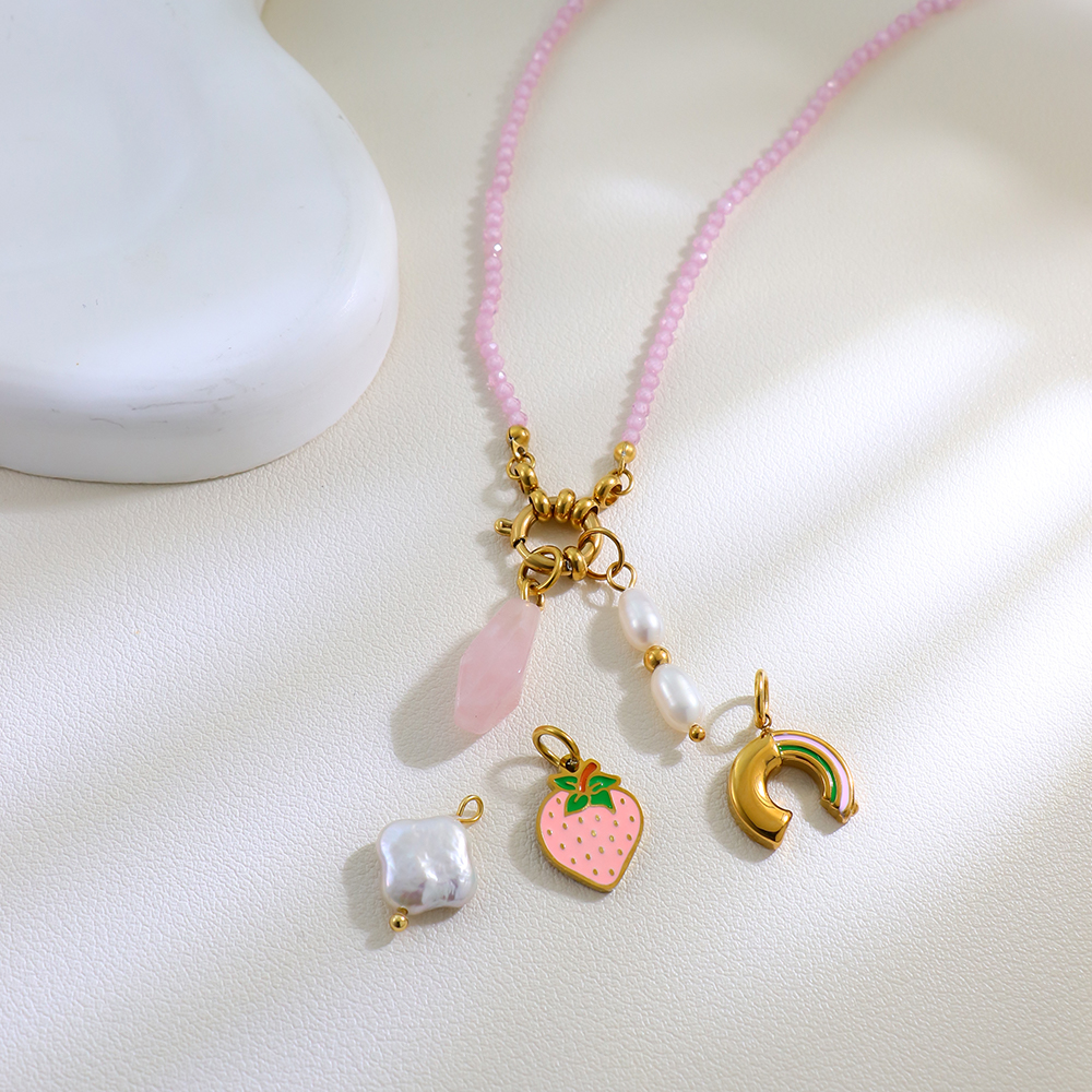 18K Gold Plated Tarnish Free Stainless Steel Jewelry Chain Spring Buckle Colorful Beads DIY Fashion Necklaces - Image 3