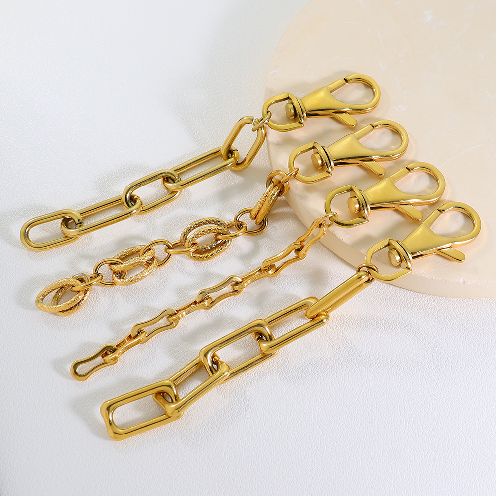 New Style Simple Luxurious DIY Multi-style Keychain Electroplated Stainless Steel Keychain DIY Jewelry