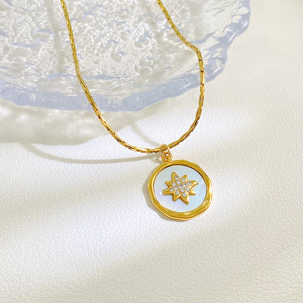 Fashion Vintage Dainty Stainless Steel 18K Gold Plated Star Zircon Necklace Fine Women Jewelry Necklace