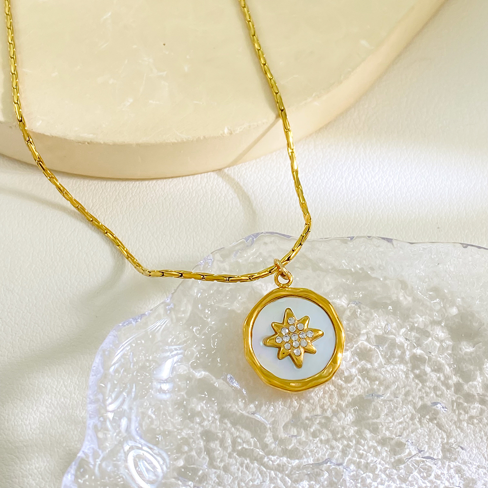 Fashion Vintage Dainty Stainless Steel 18K Gold Plated Star Zircon Necklace Fine Women Jewelry Necklace - Image 3