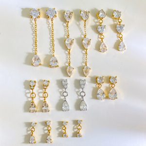 Tassel Zircon Teardrop Pendant Earrings 18k Gold Plated Waterproof WaterDrop Pendant Earrings Stainless Steel Earrings Wholesale