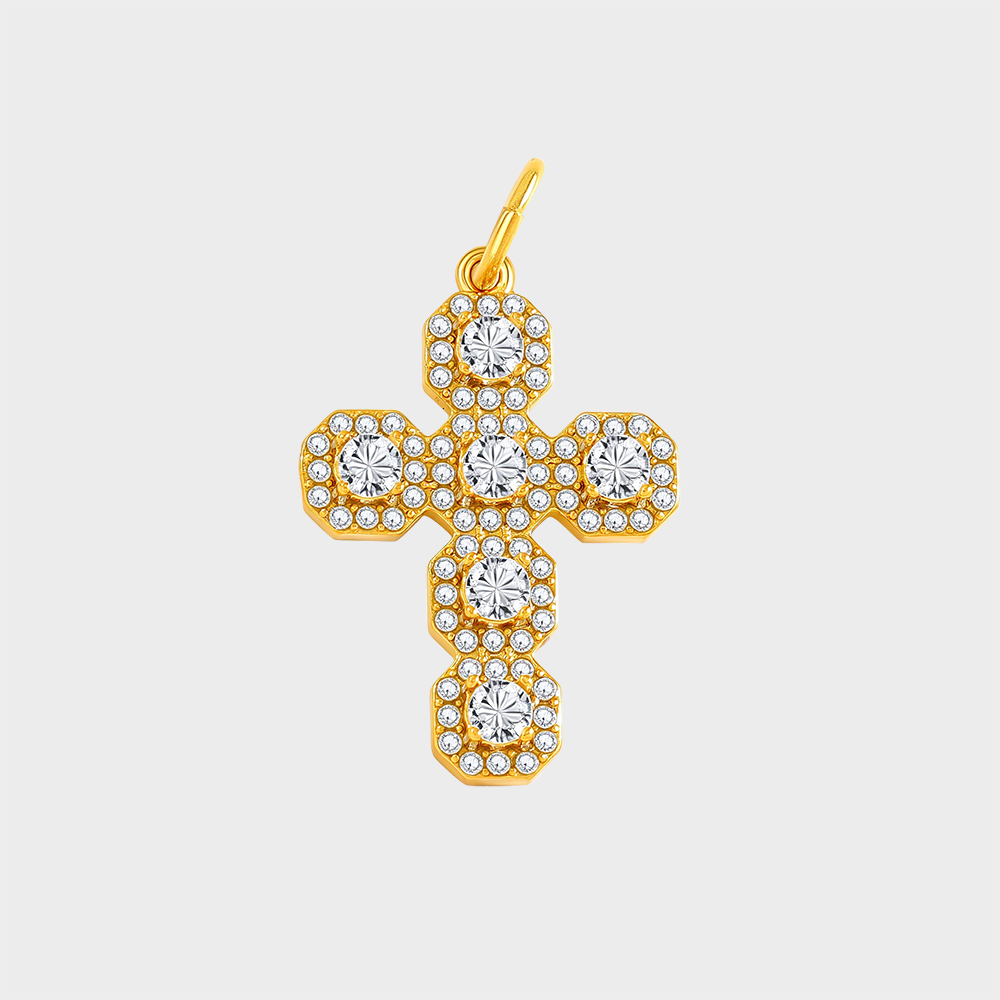 Cross Series Diy Jewelry Accessories Gold Plated Shiny Zircon Pendant Pearl Cross Stainless Steel Charms Wholesale - Image 5
