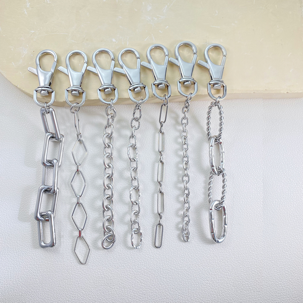 Sliver Circular Diamond Rectangle Keychain DIY Bag Charm Pendant Free to Wear Series for Women