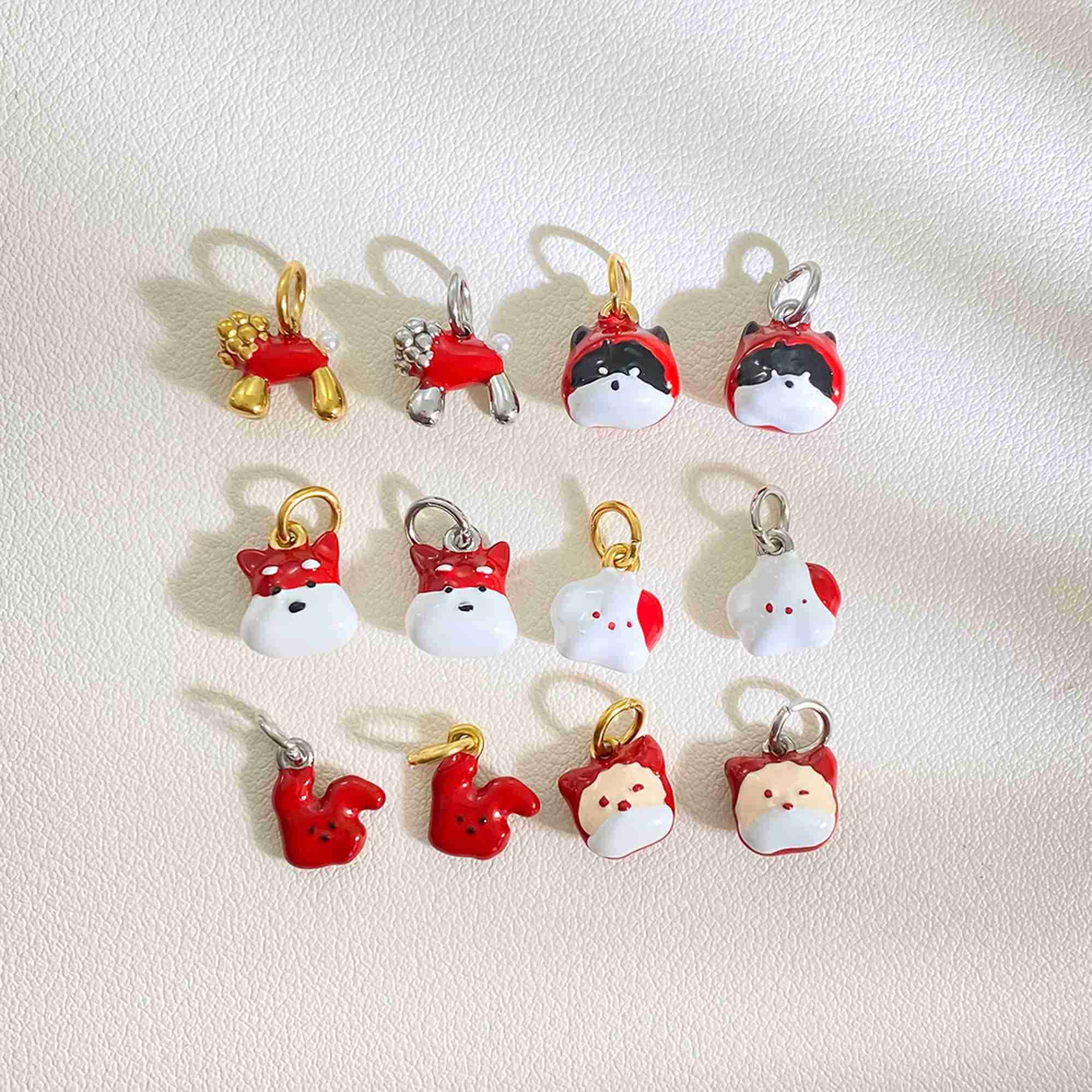 Animal Series Cute Enamel Puppy DIY Pendant Drip Oil Accessories Stainless Steel Charms Wholesale