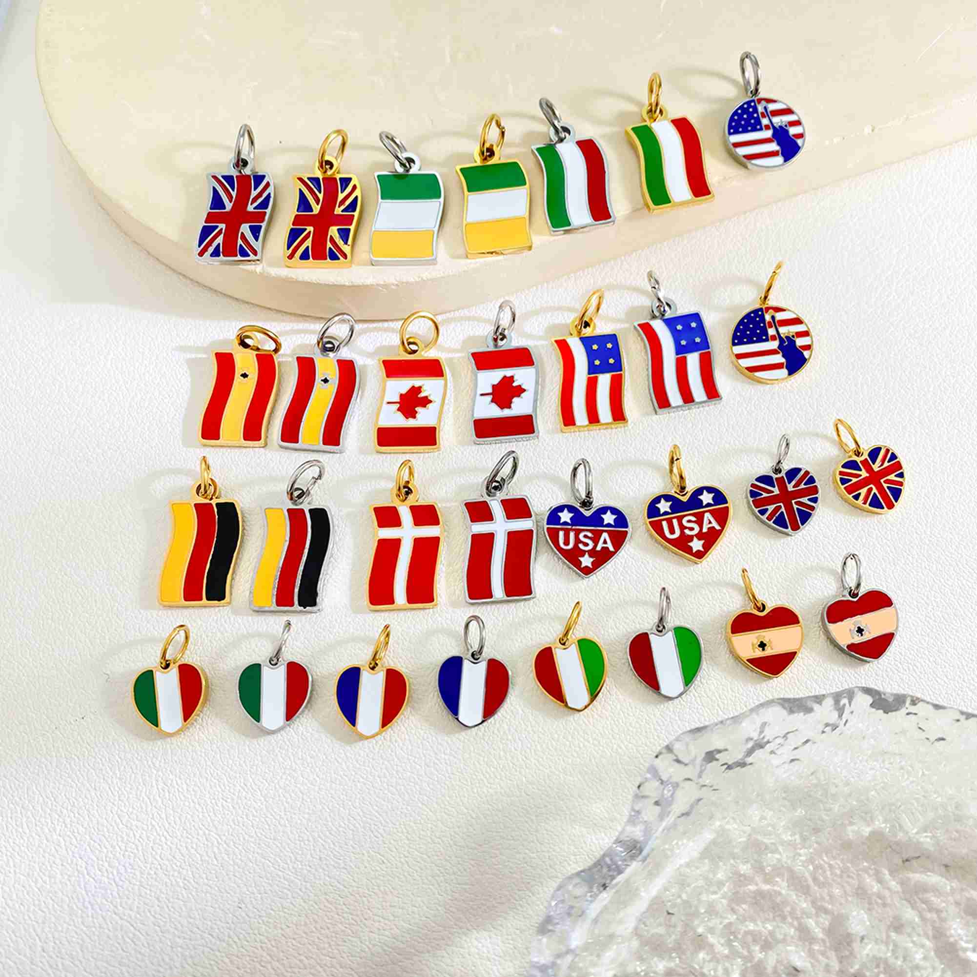World National Flag Series Patriotic Pendant UK USA Germany Canada Ireland Spain and Denmark Stainless Steel Charms Wholesale - Image 4
