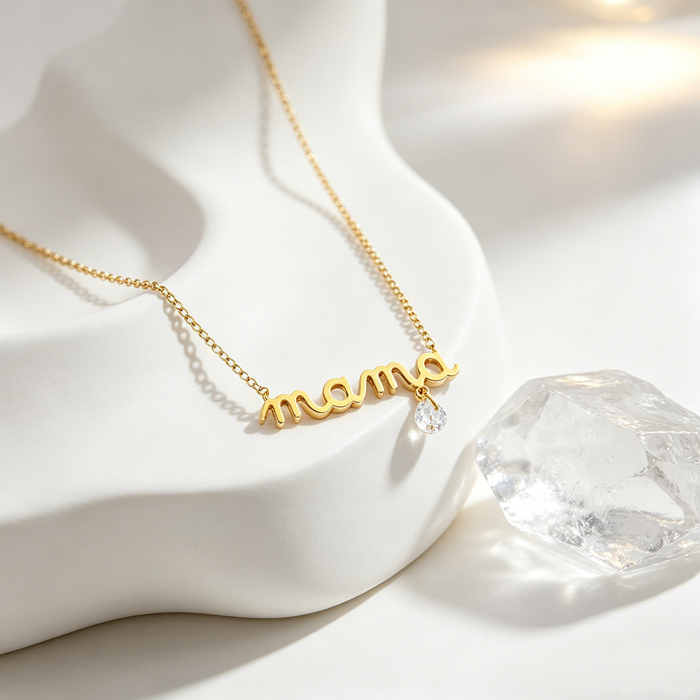 Fashion Gold Plated Stainless Steel Mama Letter Pendant Necklace Mother's Day Gift