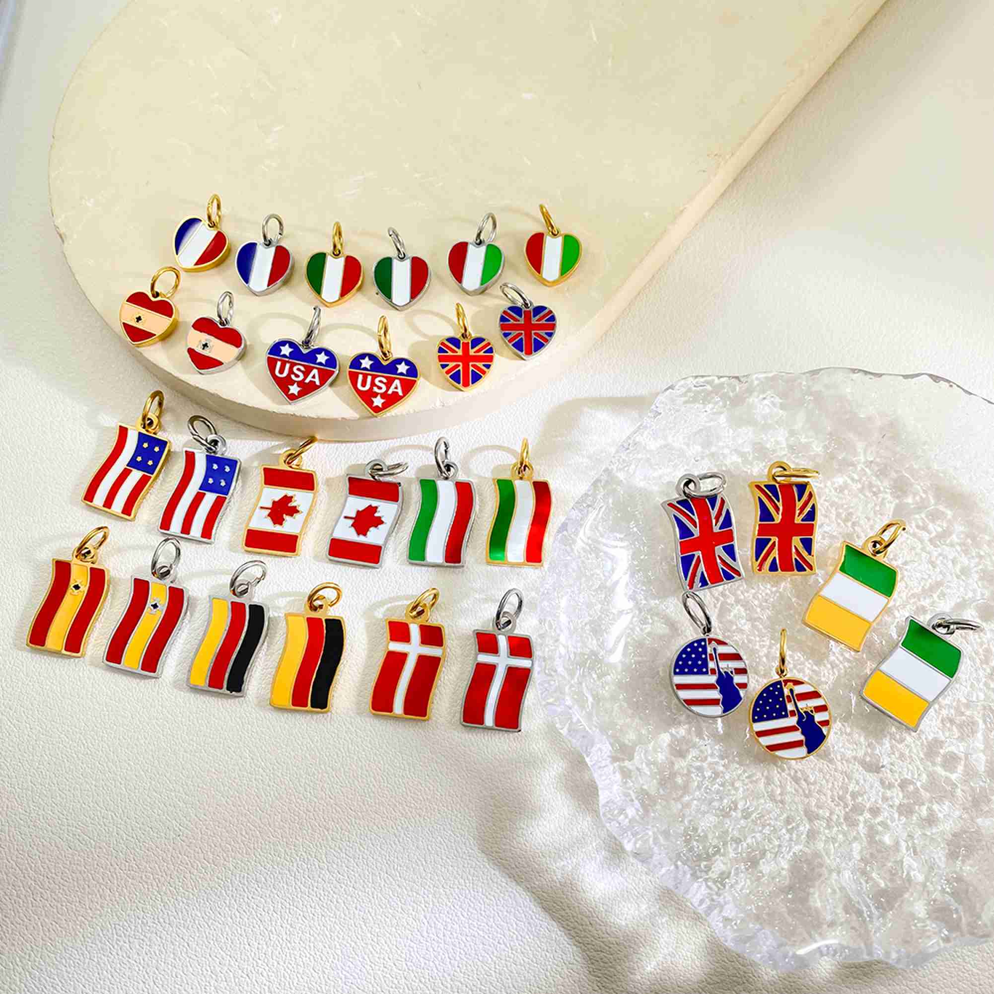 World National Flag Series Patriotic Pendant UK USA Germany Canada Ireland Spain and Denmark Stainless Steel Charms Wholesale - Image 2