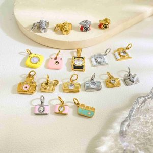 Retro 3D Camera Series Pendant 18K Plated Stainless Steel Charms Wholesale DIY Handmade Gifts for Photographers & Travel Lovers
