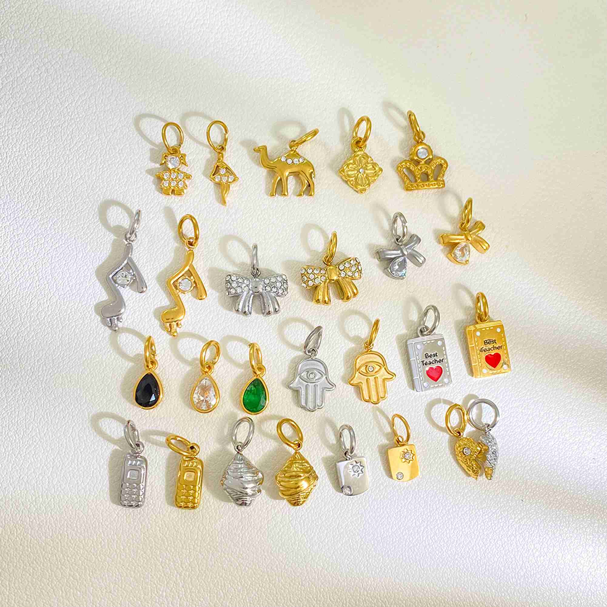 Exquisite Palm Crown Camel Heart Pendant for Jewelry Waterproof & Durable 18K PVD Gold Plated Stainless Steel Charms Wholesale - Image 2