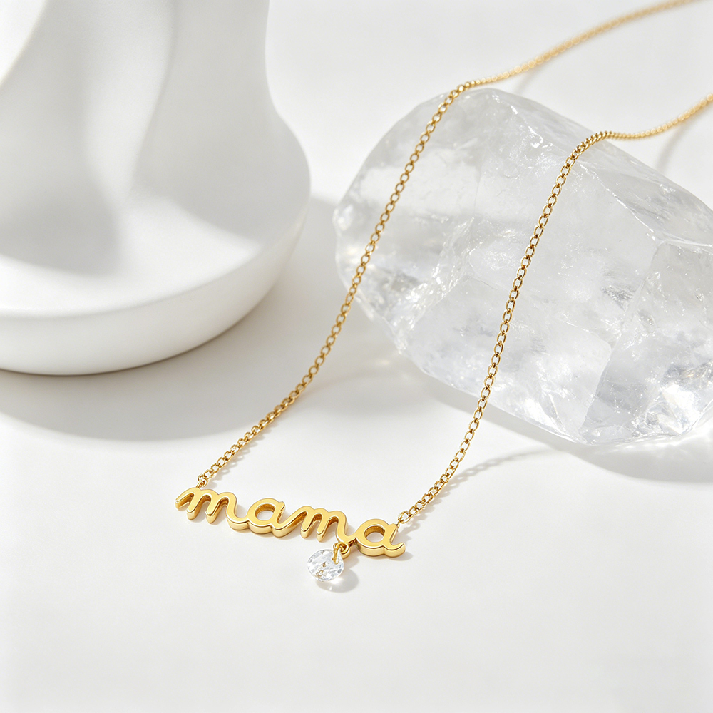Fashion Gold Plated Stainless Steel Mama Letter Pendant Necklace Mother's Day Gift - Image 3