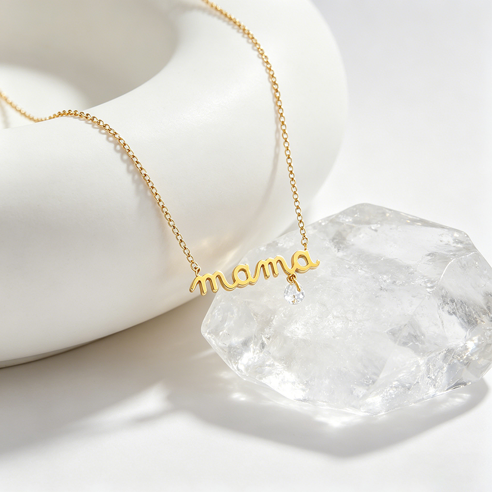 Fashion Gold Plated Stainless Steel Mama Letter Pendant Necklace Mother's Day Gift - Image 2