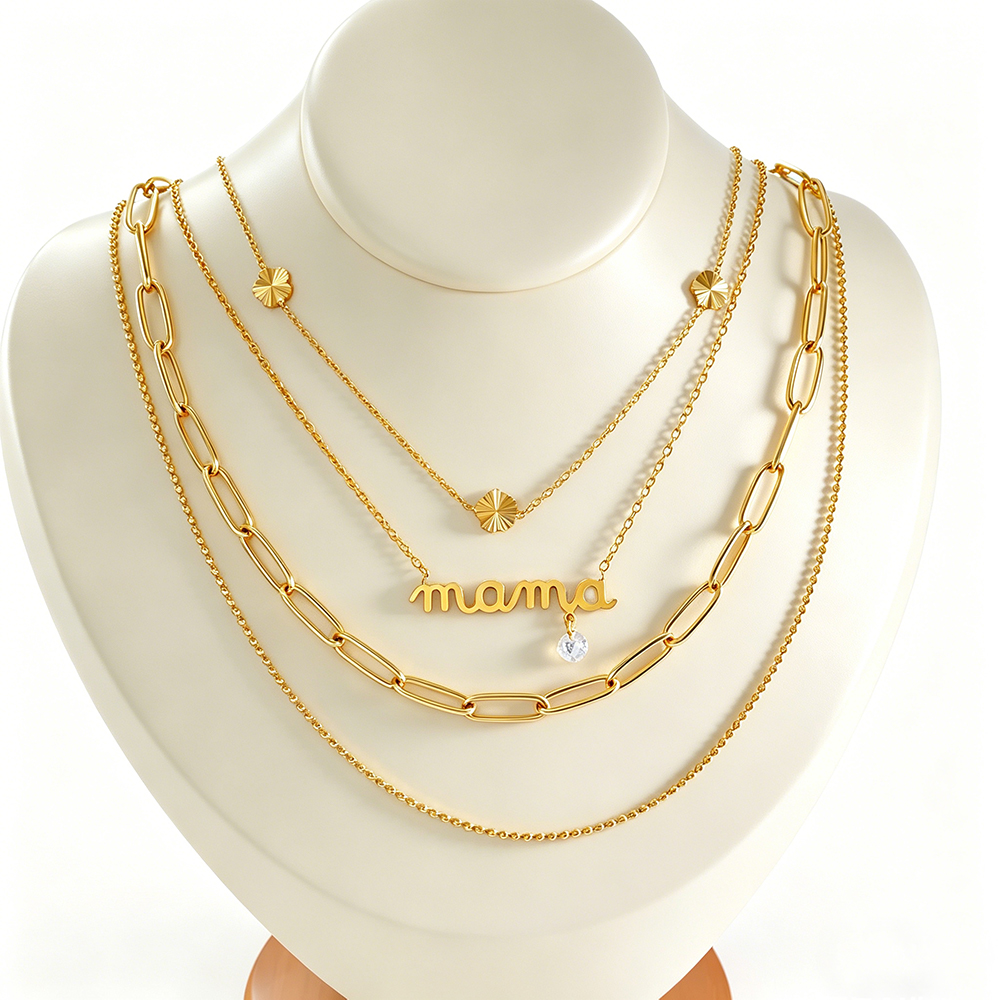 Fashion Gold Plated Stainless Steel Mama Letter Pendant Necklace Mother's Day Gift - Image 5