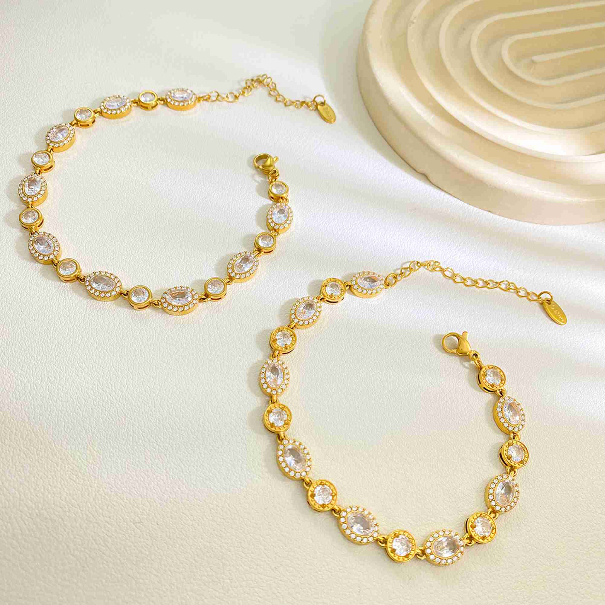 Stainless Steel Gold Plated Zircon Tennis Bracelet Oval & Round CZ Bracelet for Women Waterproof Tarnish Free Jewelry Wholesale - Image 4