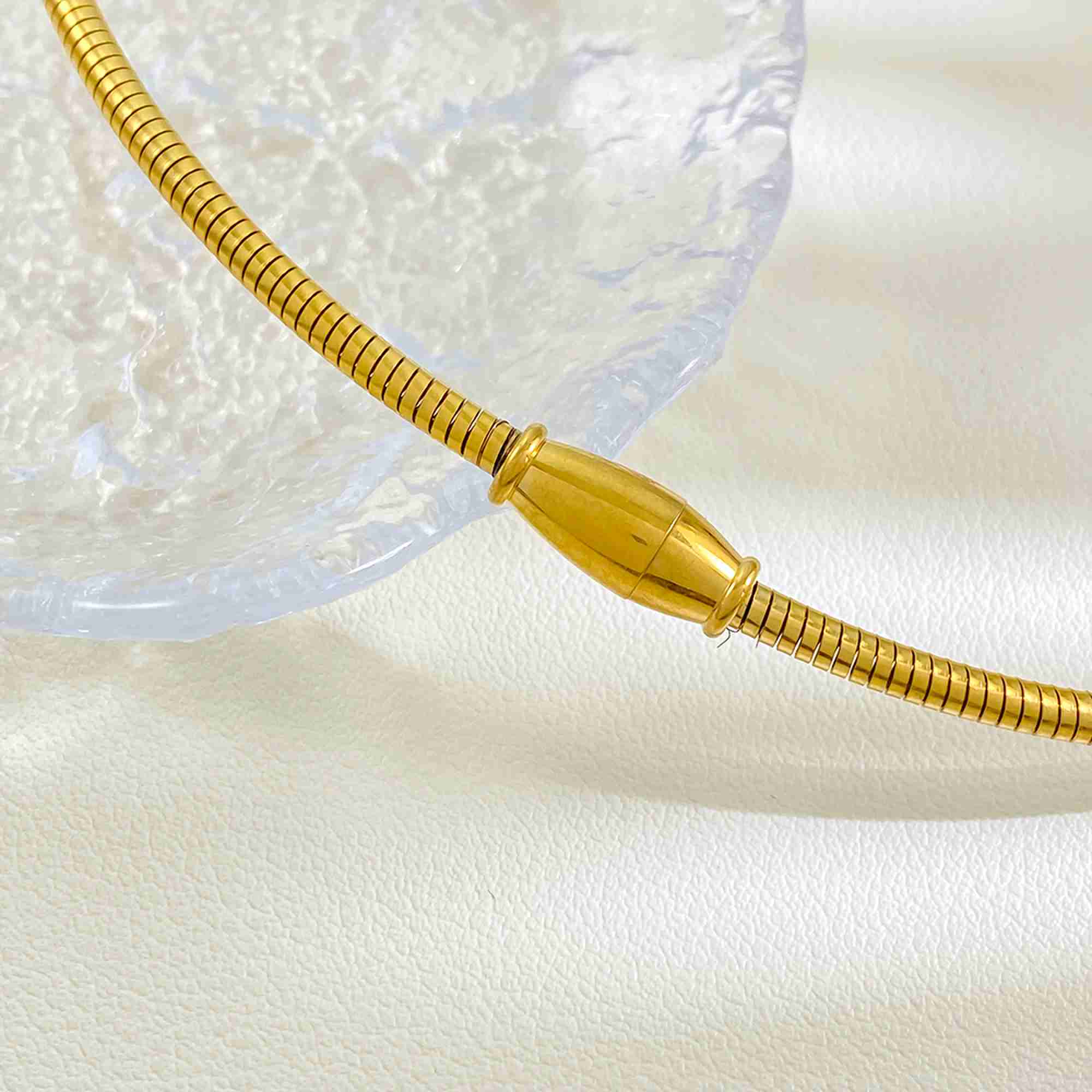 Minimalist 18K Gold Plated Stainless Steel Necklace Tight Coil Spring Choker Tarnish Free Statement Jewelry for Wholesale - Image 2
