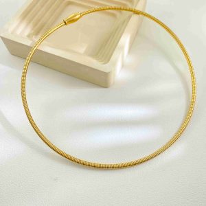 Minimalist 18K Gold Plated Stainless Steel Necklace Tight Coil Spring Choker Tarnish Free Statement Jewelry for Wholesale
