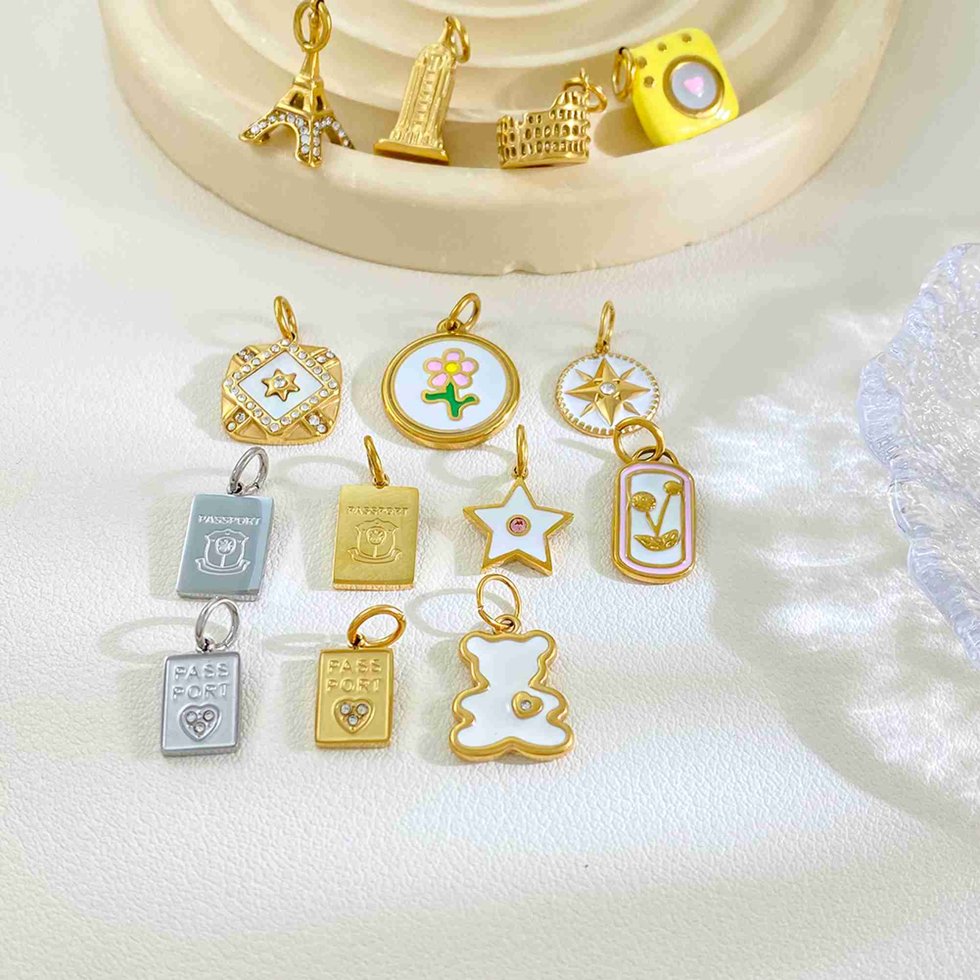 Retro 3D Camera Series Pendant 18K Plated Stainless Steel Charms Wholesale DIY Handmade Gifts for Photographers & Travel Lovers - Image 2