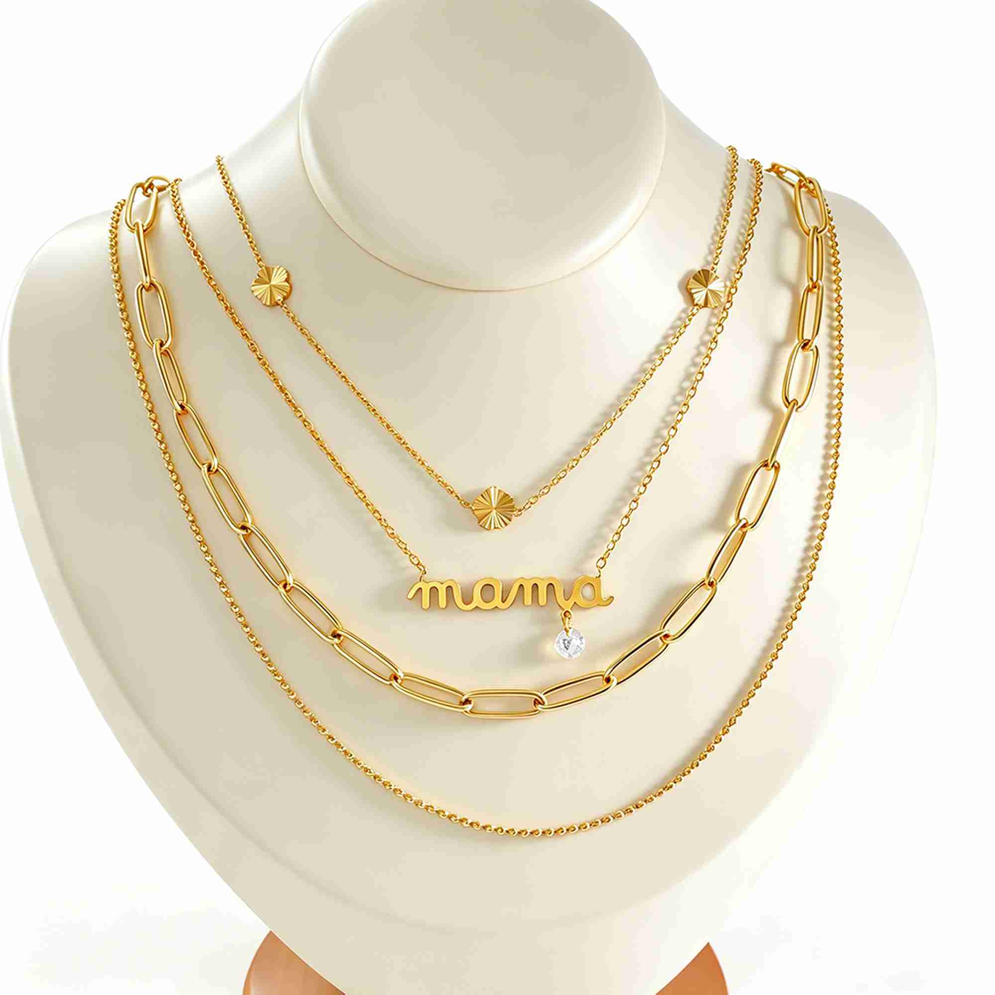 Fashion Gold Plated Clover Necklace Simple Link Chain Flower Charm Pendant for Women - Image 4
