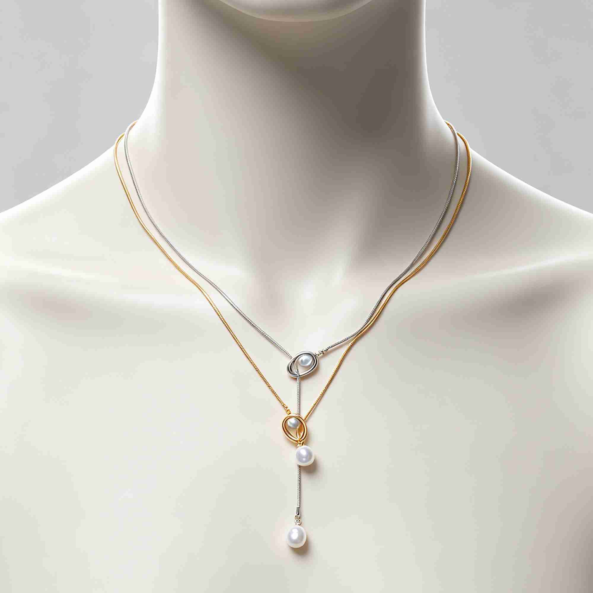 Stainless Steel Necklace Adjustable Snake Chain Baroque Pearl Drop & Ring Pendant Waterproof Hypoallergenic Jewelry Wholesale - Image 4