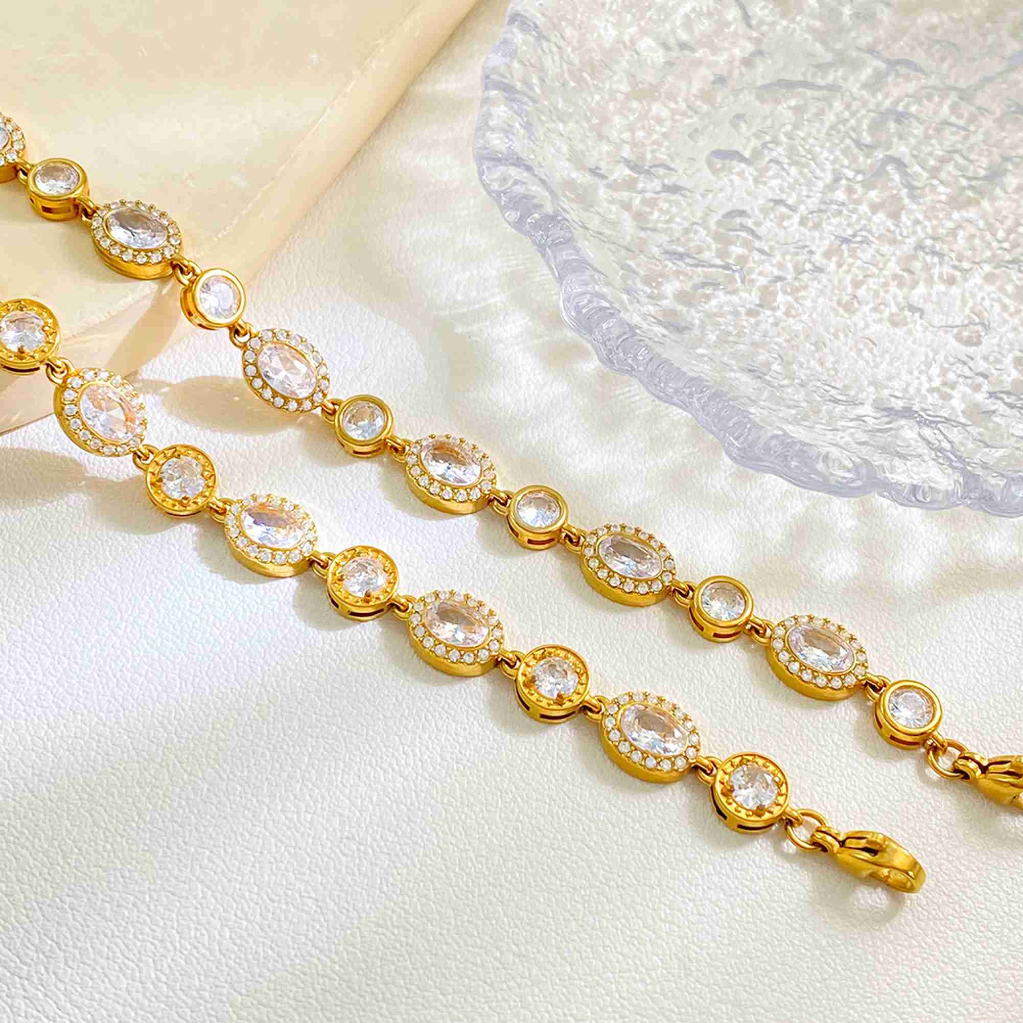 Stainless Steel Gold Plated Zircon Tennis Bracelet Oval & Round CZ Bracelet for Women Waterproof Tarnish Free Jewelry Wholesale - Image 3