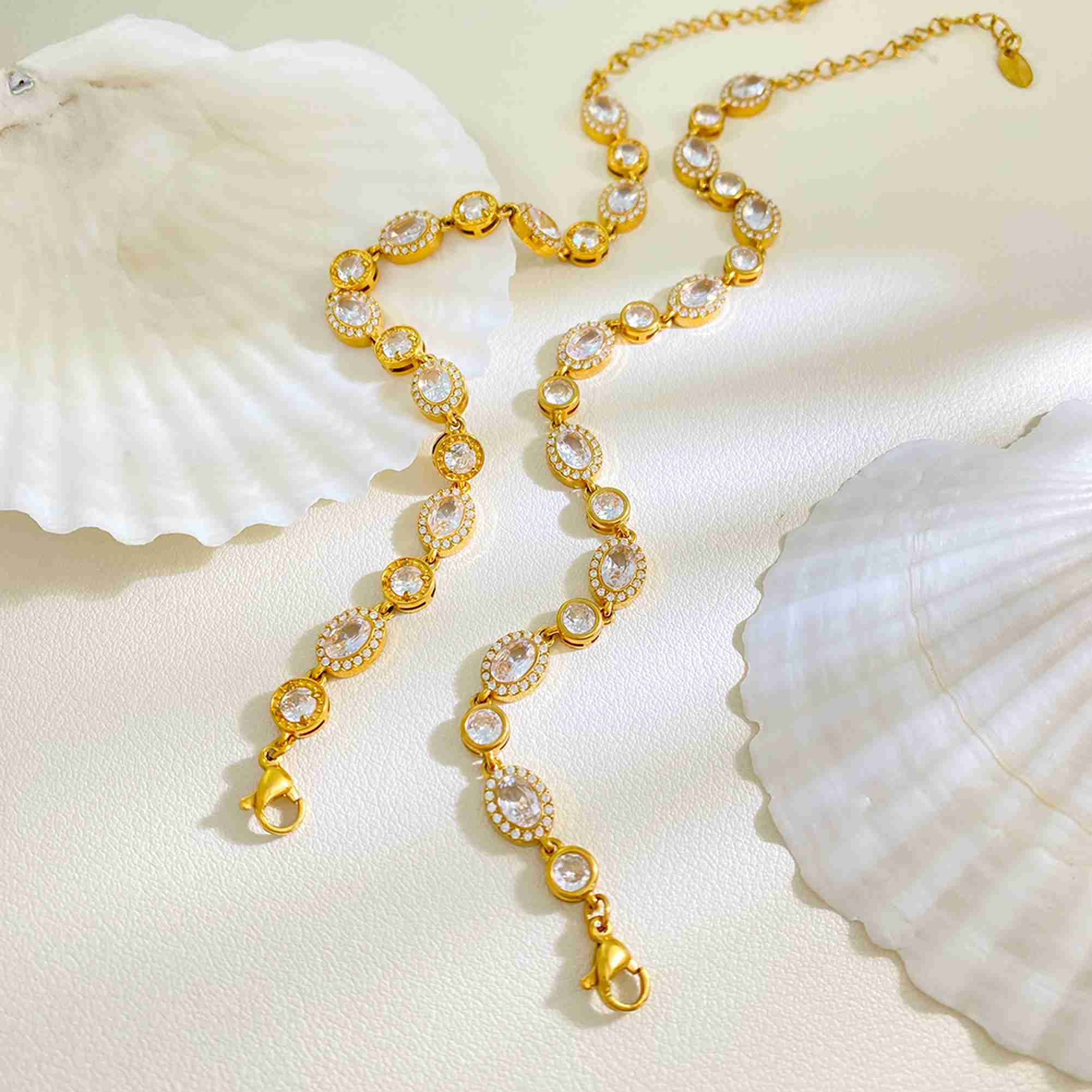 Stainless Steel Gold Plated Zircon Tennis Bracelet Oval & Round CZ Bracelet for Women Waterproof Tarnish Free Jewelry Wholesale - Image 2