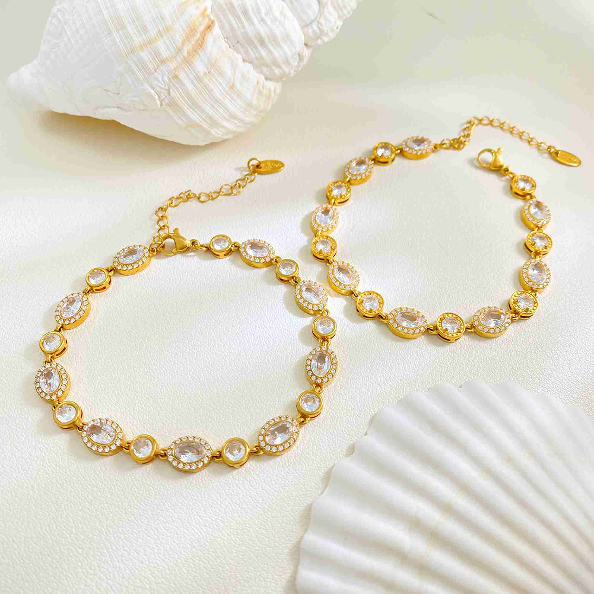 Stainless Steel Gold Plated Zircon Tennis Bracelet Oval & Round CZ Bracelet for Women Waterproof Tarnish Free Jewelry Wholesale