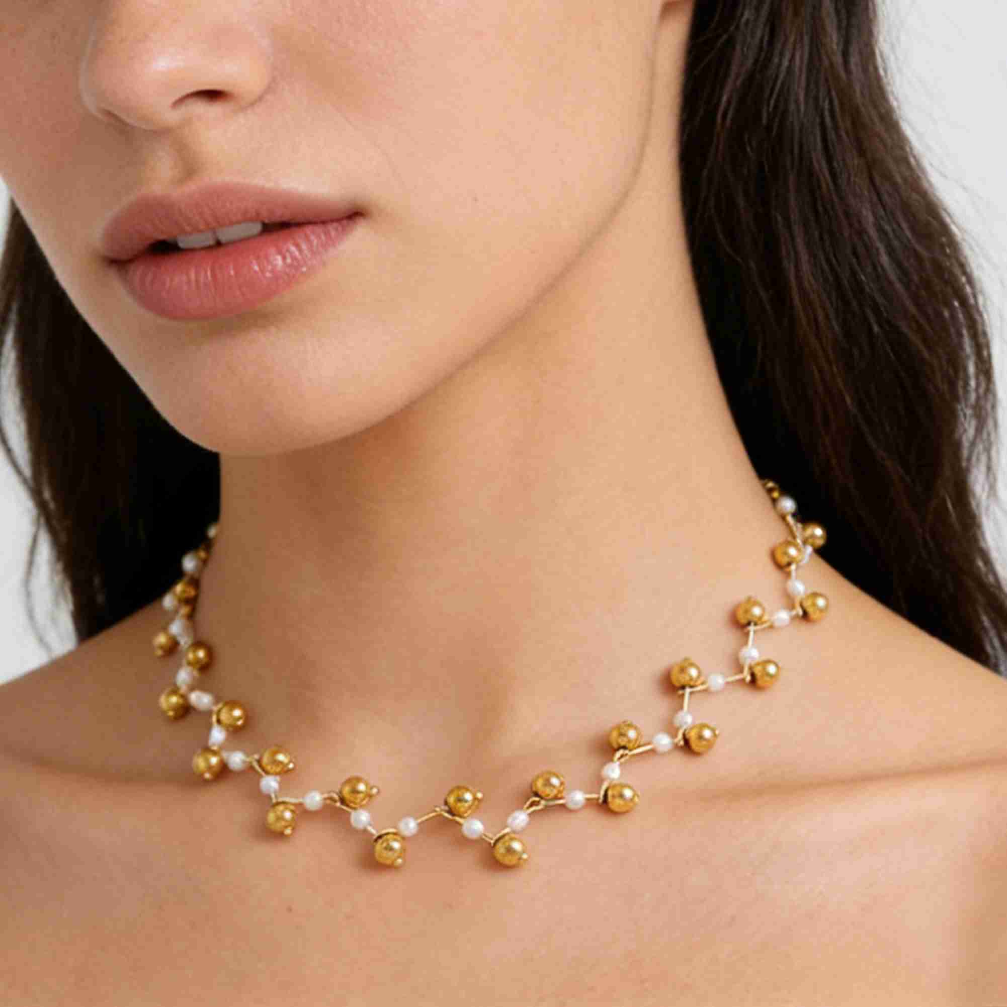 Stainless Steel Gold Plated Colorful Beaded Necklace Chunky Rainbow Resin Stone Ball Chain Necklace Waterproof Jewelry Wholesale - Image 6