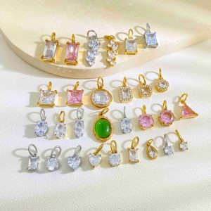 Mixed Style Stainless Steel Charms Wholesale Gold Silver CZ Pendants Set for DIY Jewelry Waterproof Accessories Wholesale