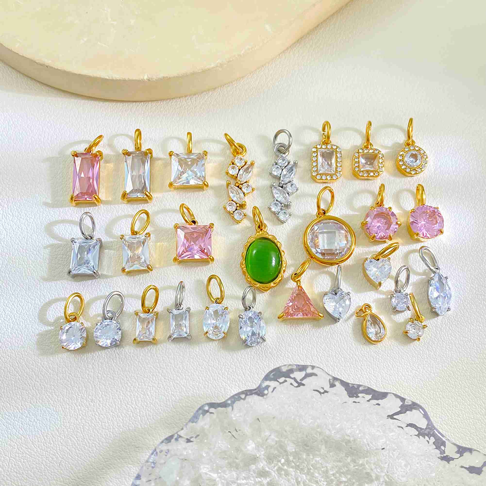 Mixed Style Stainless Steel Charms Wholesale Gold Silver CZ Pendants Set for DIY Jewelry Waterproof Accessories Wholesale - Image 2